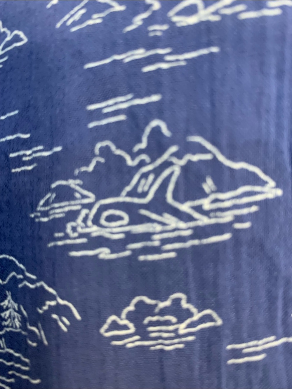 Women’s Eddie Bauer Blue Short-Sleeve Packable Camp Shirt with printed scenes - Picture 9 of 11